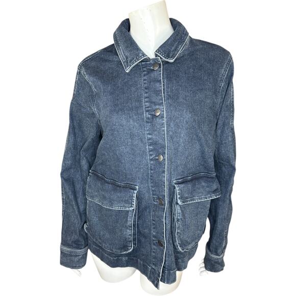 Me by Jennie Garth The Dylan Denim Jacket Washed Grey Blue Wash 1X NWT - Picture 1 of 14